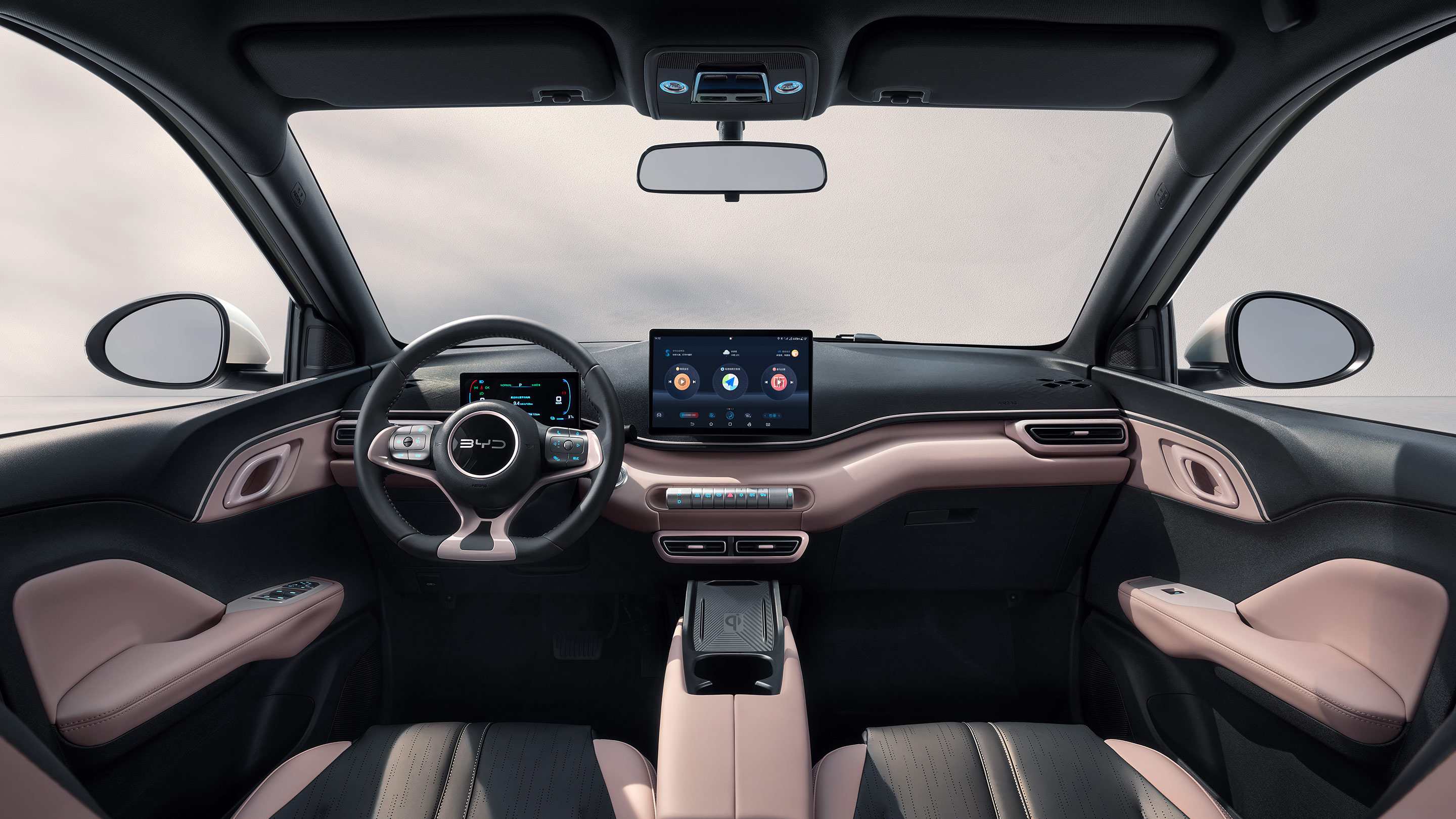 Interior Modern & Nyaman untuk Mobilitas Harian - Interior BYD Seagull dirancang simpel tapi tetap elegan. Setir kulit sintetis, tuas transmisi elektronik, dan layar sentral floating 10,1 inci bikin kesan futuristik makin terasa. Jok berdesain sporty dengan kombinasi dua warna nggak cuma enak dilihat, tapi juga nyaman diduduki. Panel instrumen digital 7 inci dan wireless charger bikin semua tetap praktis dan terkoneksi. Cocok banget buat kamu yang cari kenyamanan dan fungsionalitas dalam satu kabin.